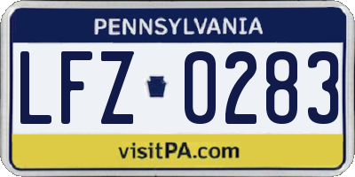 PA license plate LFZ0283