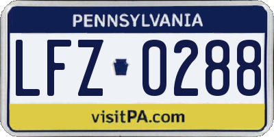 PA license plate LFZ0288