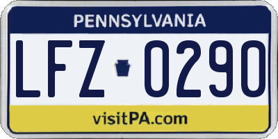 PA license plate LFZ0290