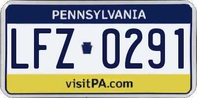 PA license plate LFZ0291