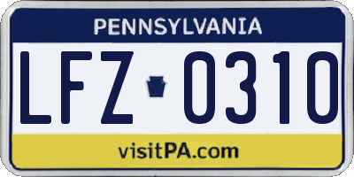 PA license plate LFZ0310