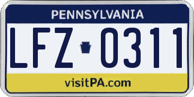 PA license plate LFZ0311