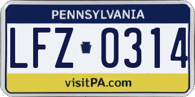 PA license plate LFZ0314