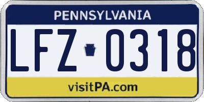 PA license plate LFZ0318