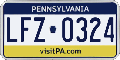 PA license plate LFZ0324