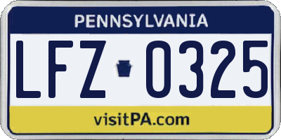PA license plate LFZ0325