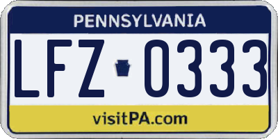 PA license plate LFZ0333