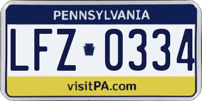 PA license plate LFZ0334