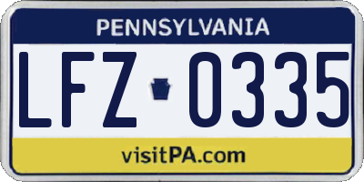 PA license plate LFZ0335