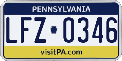 PA license plate LFZ0346
