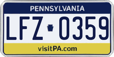 PA license plate LFZ0359