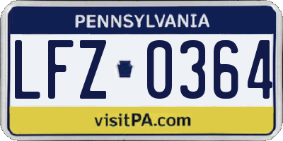 PA license plate LFZ0364