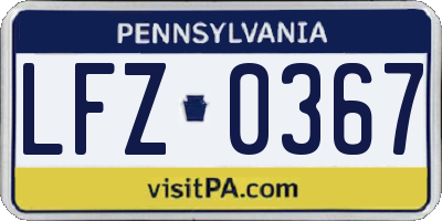 PA license plate LFZ0367