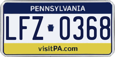 PA license plate LFZ0368