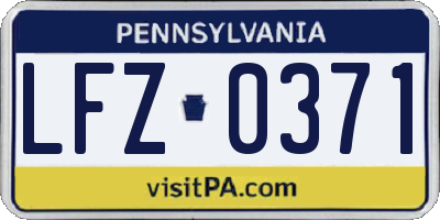 PA license plate LFZ0371