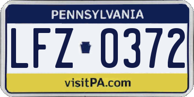 PA license plate LFZ0372