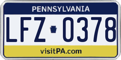 PA license plate LFZ0378