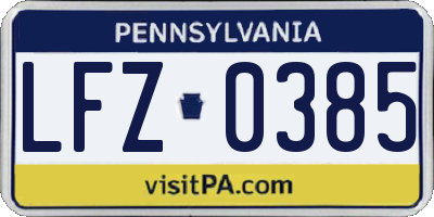 PA license plate LFZ0385