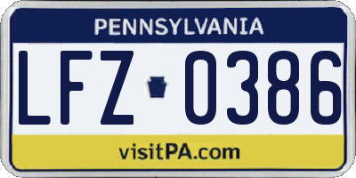 PA license plate LFZ0386