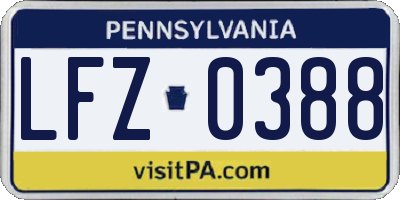 PA license plate LFZ0388