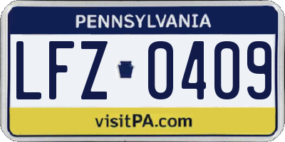 PA license plate LFZ0409