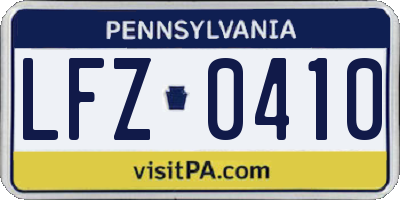 PA license plate LFZ0410