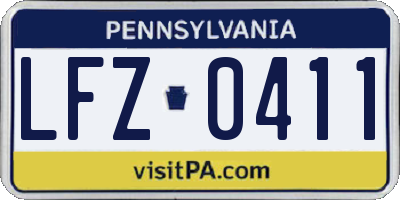 PA license plate LFZ0411
