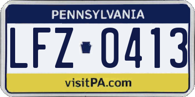 PA license plate LFZ0413
