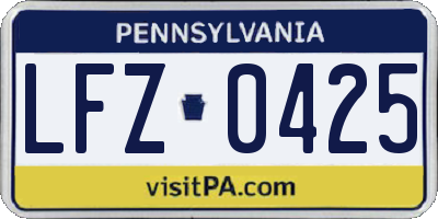 PA license plate LFZ0425
