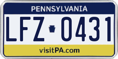 PA license plate LFZ0431