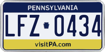 PA license plate LFZ0434