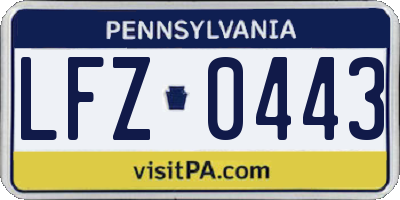 PA license plate LFZ0443