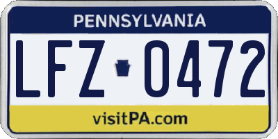 PA license plate LFZ0472