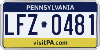 PA license plate LFZ0481