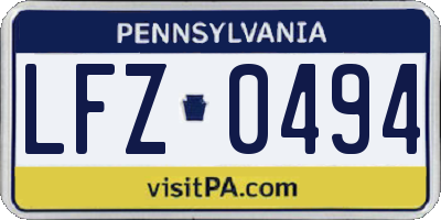 PA license plate LFZ0494