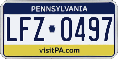 PA license plate LFZ0497