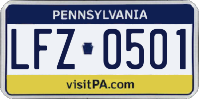 PA license plate LFZ0501