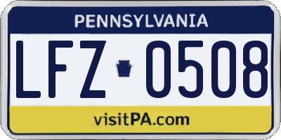 PA license plate LFZ0508