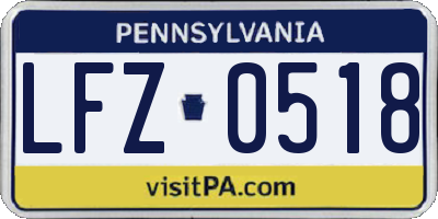 PA license plate LFZ0518