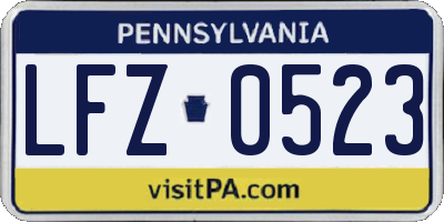PA license plate LFZ0523