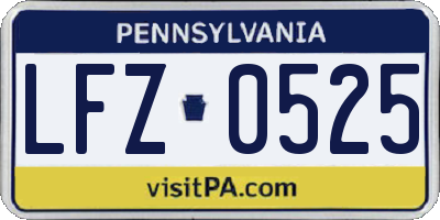 PA license plate LFZ0525