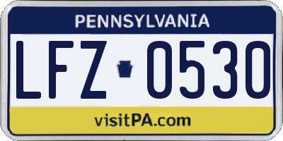 PA license plate LFZ0530