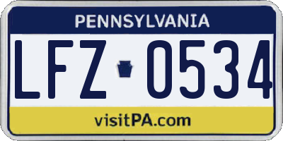 PA license plate LFZ0534