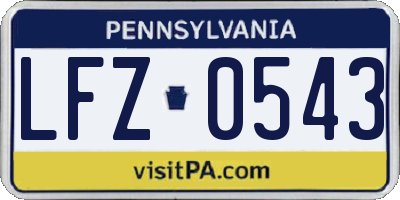 PA license plate LFZ0543