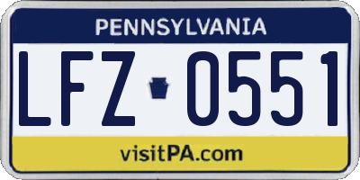 PA license plate LFZ0551