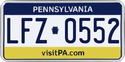 PA license plate LFZ0552