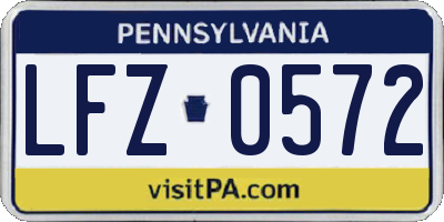 PA license plate LFZ0572