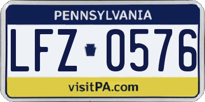 PA license plate LFZ0576