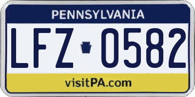 PA license plate LFZ0582