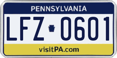 PA license plate LFZ0601